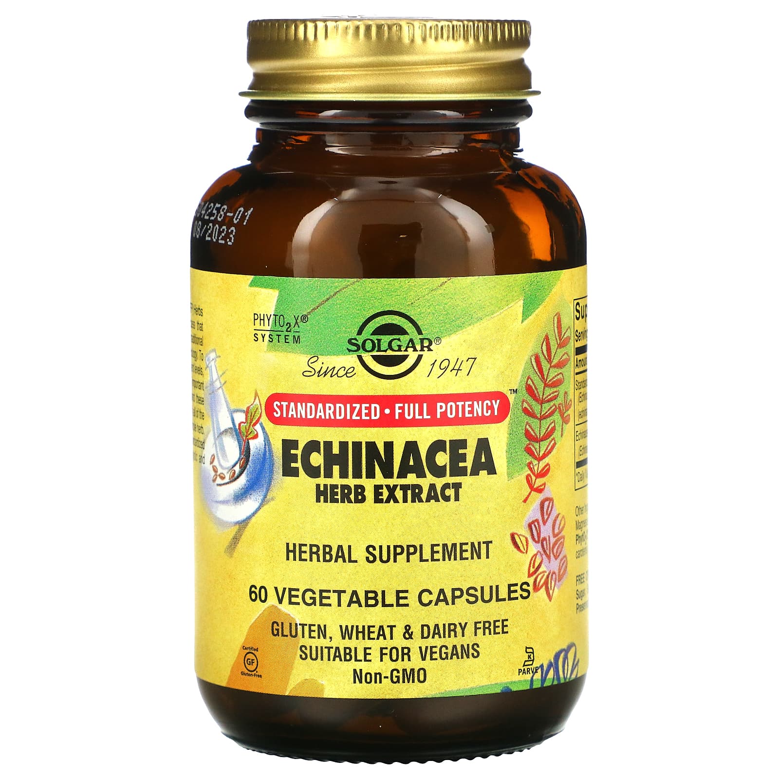 Solgar, Echinacea Herb Extract, 60 Vegetable Capsules UPC 033984041226 | HiLife Vitamins
